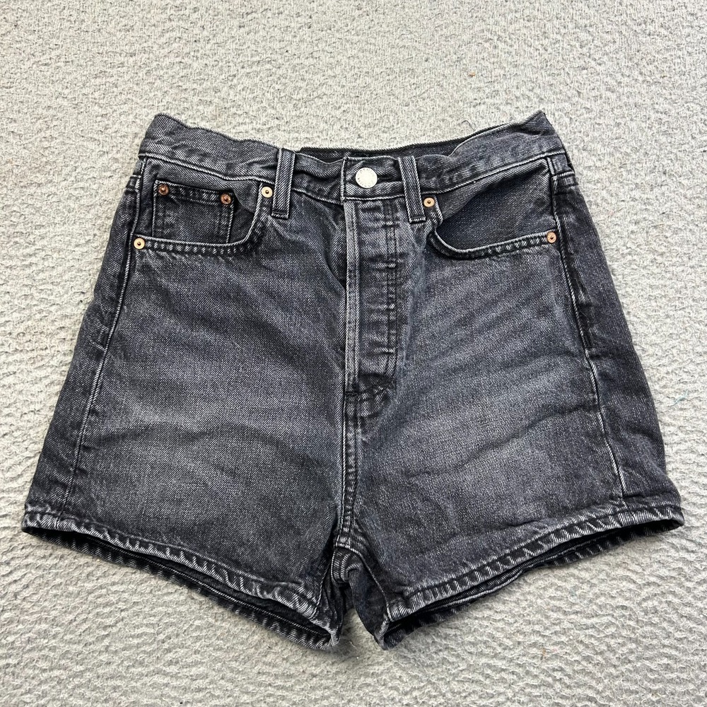 Denim Forum Shorts Womens 25 Joni Loose Long Black High Rise 90s Denim Aritzia